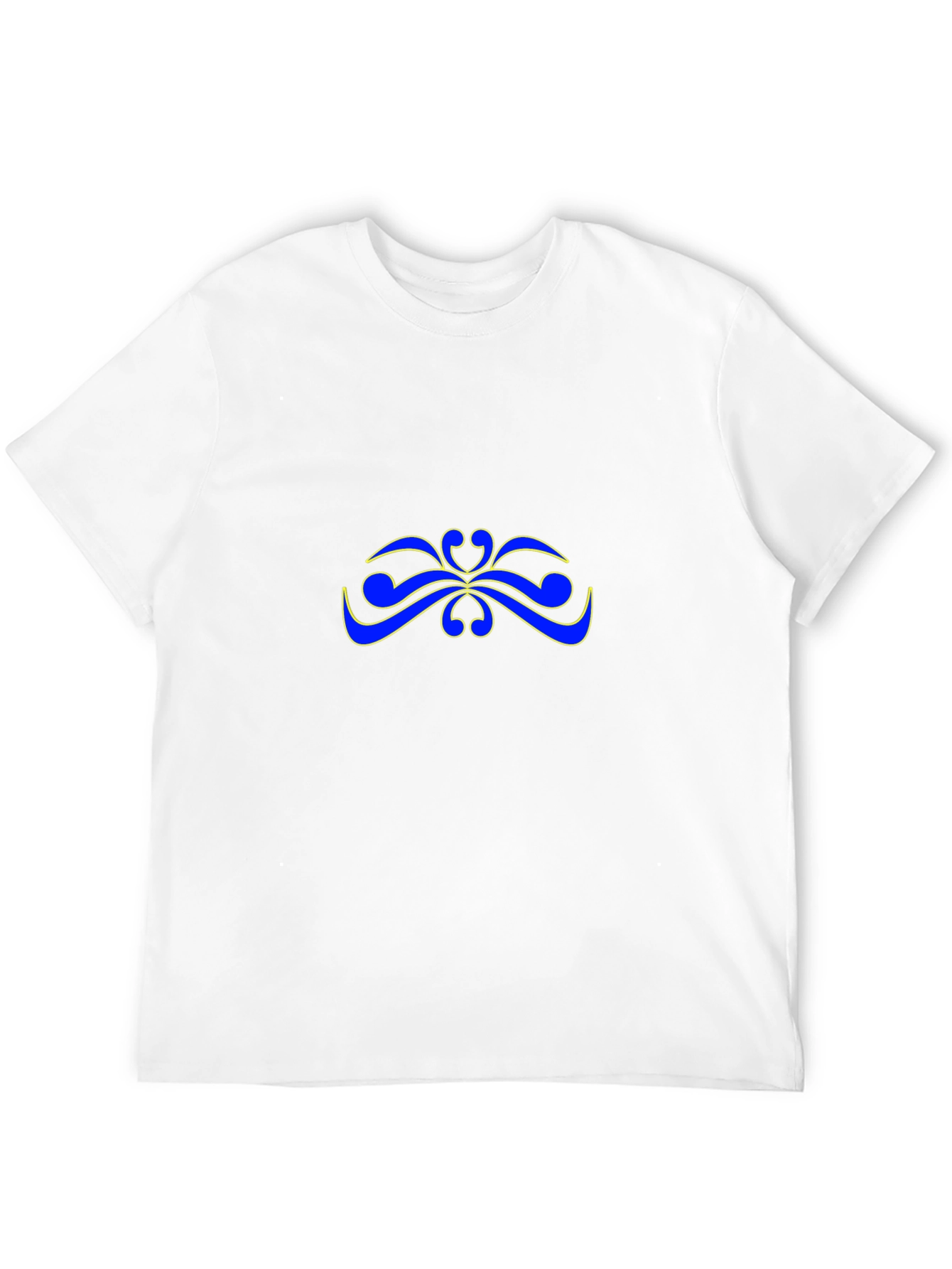 Stylish Black T-Shirt with Blue & Yellow Abstract Design
