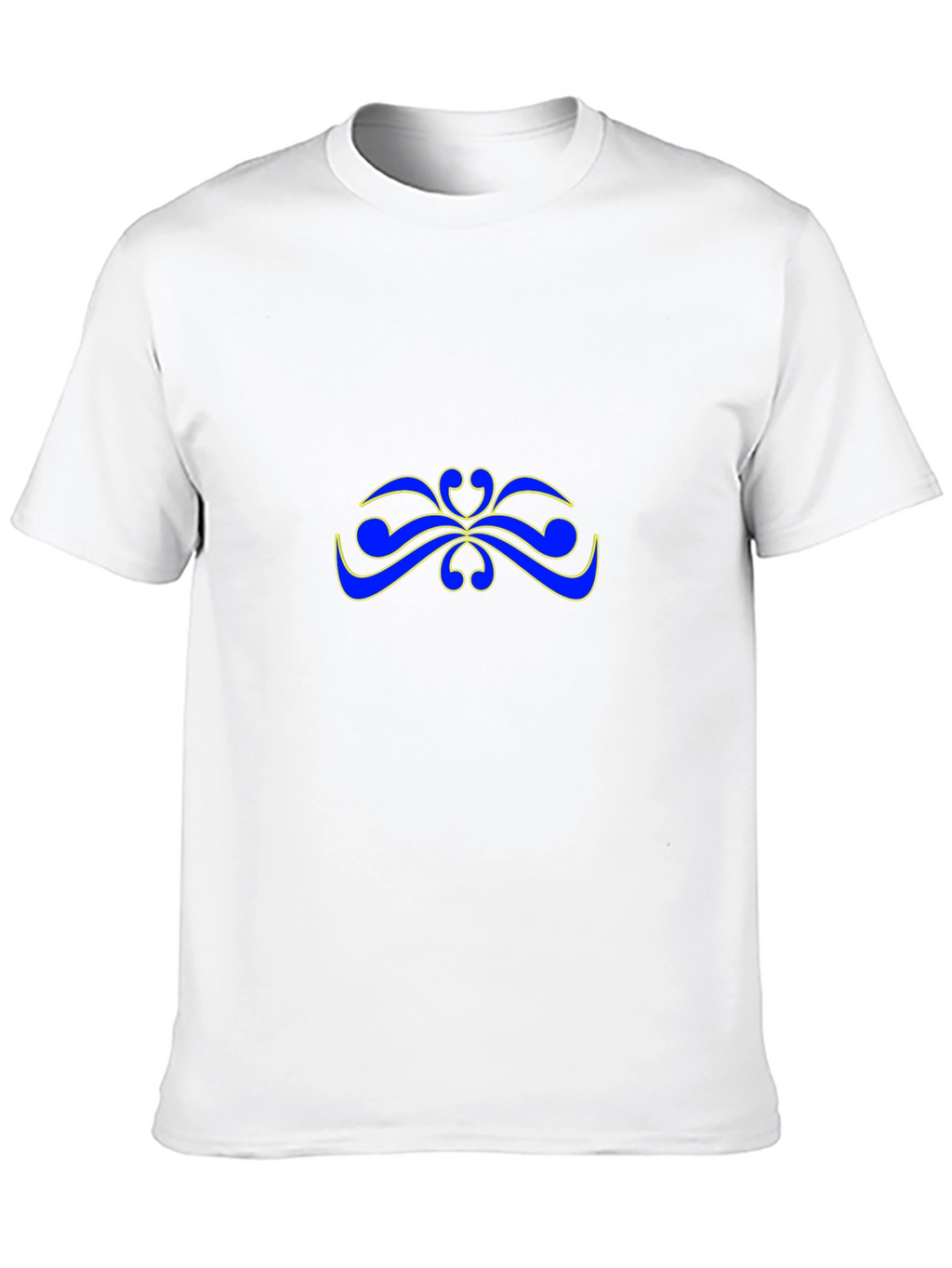 Stylish Black T-Shirt with Blue & Yellow Abstract Design