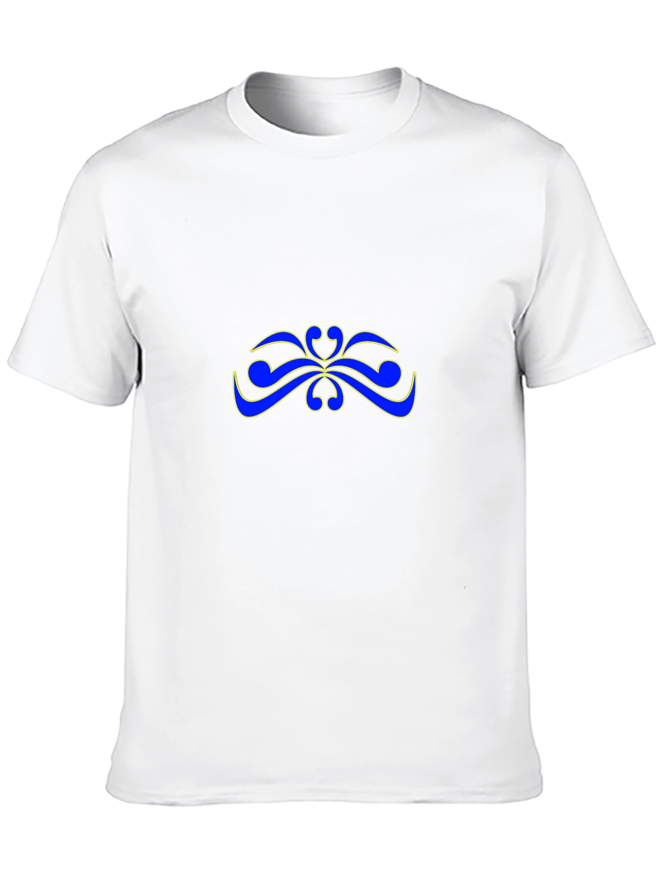 Stylish Black T-Shirt with Blue & Yellow Abstract Design