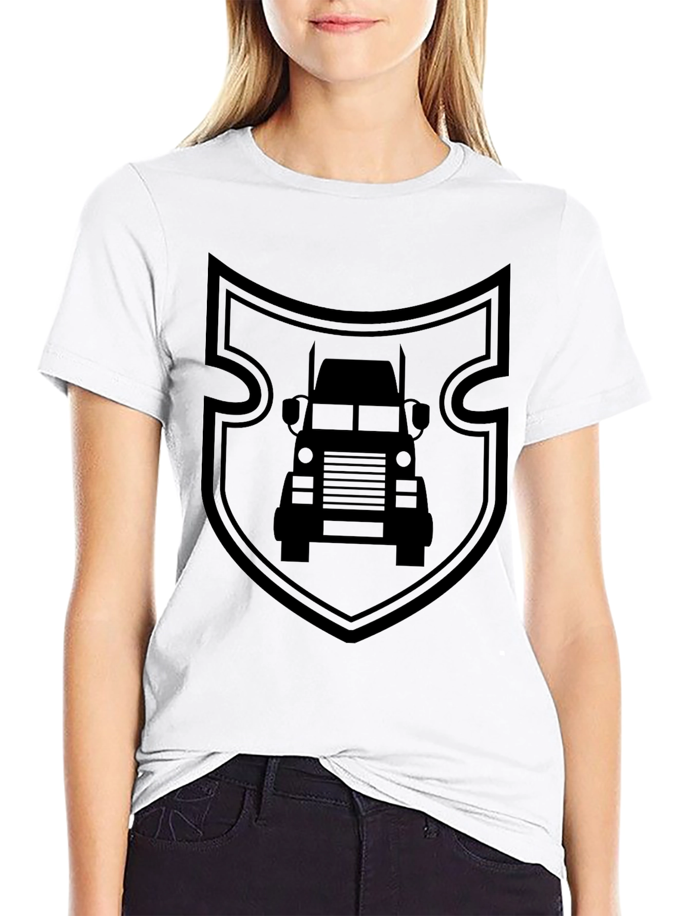 Truck Shield Graphic Tee - Black Cotton Shirt