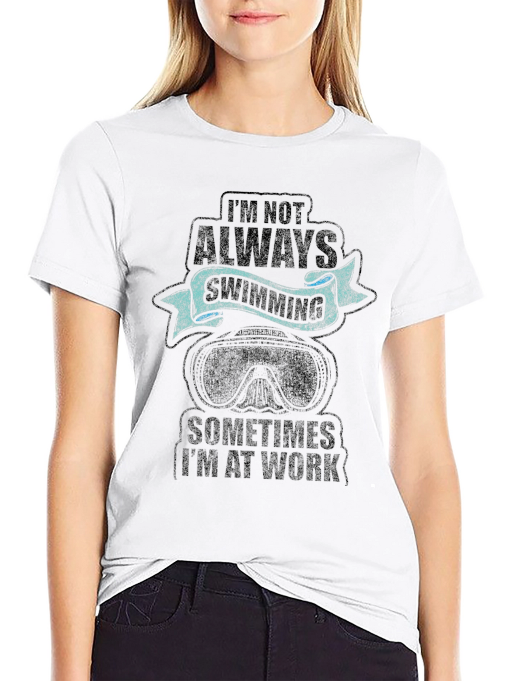 Swimming & Work Graphic Tee - Black