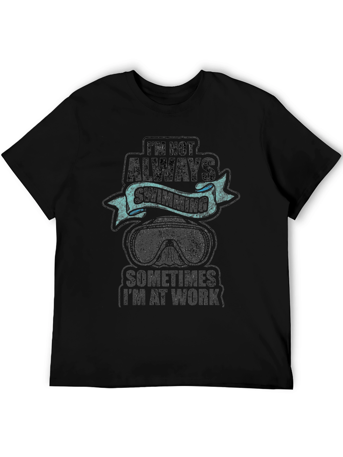 Swimming & Work Graphic Tee - Black