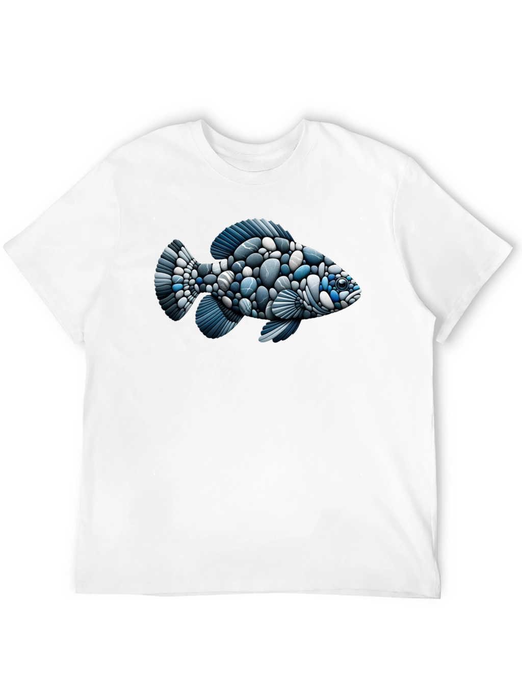 Stone Fish Graphic Tee - Black Cotton Blend Shirt