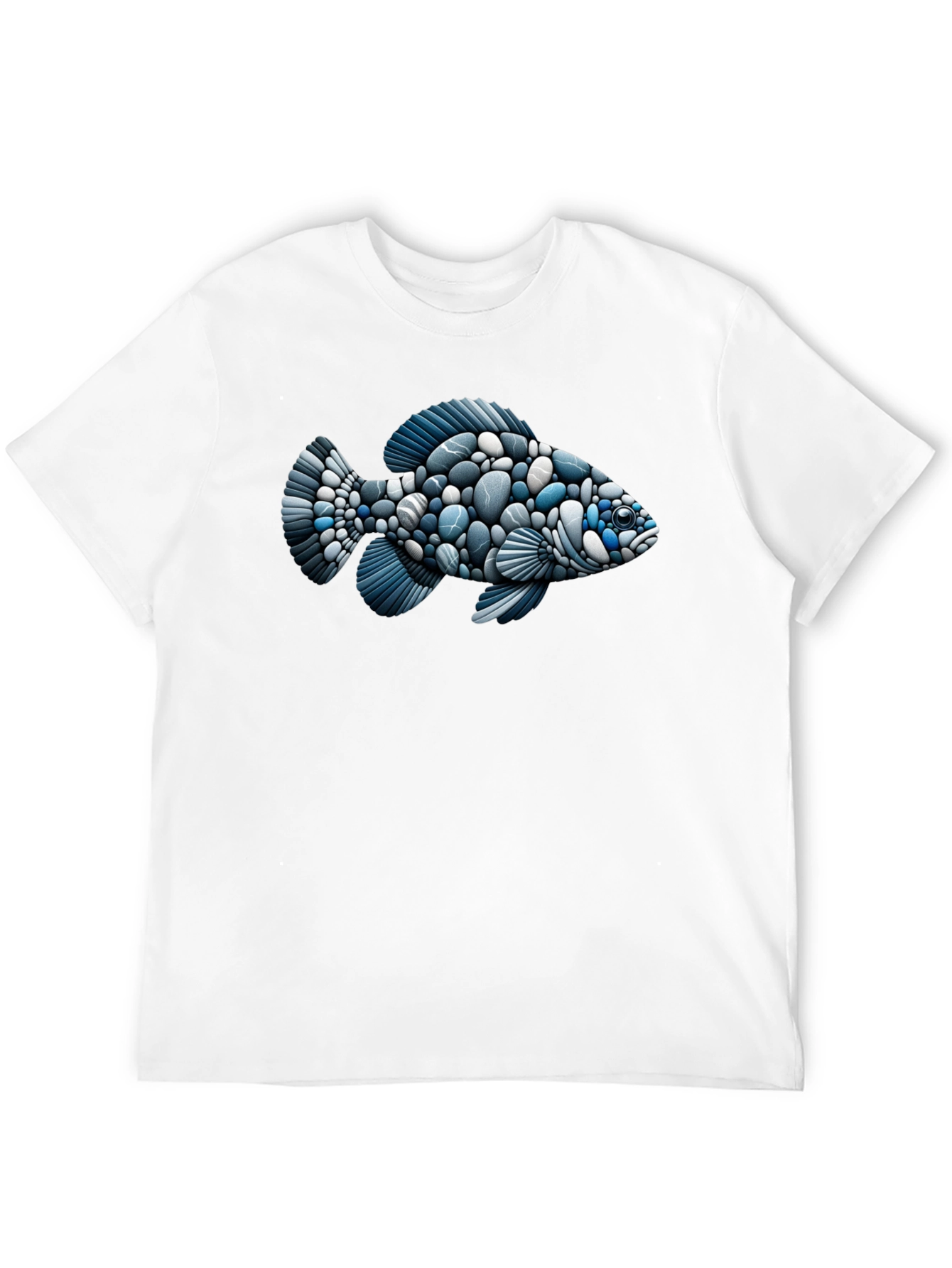 Stone Fish Graphic Tee - Black Cotton Blend Shirt