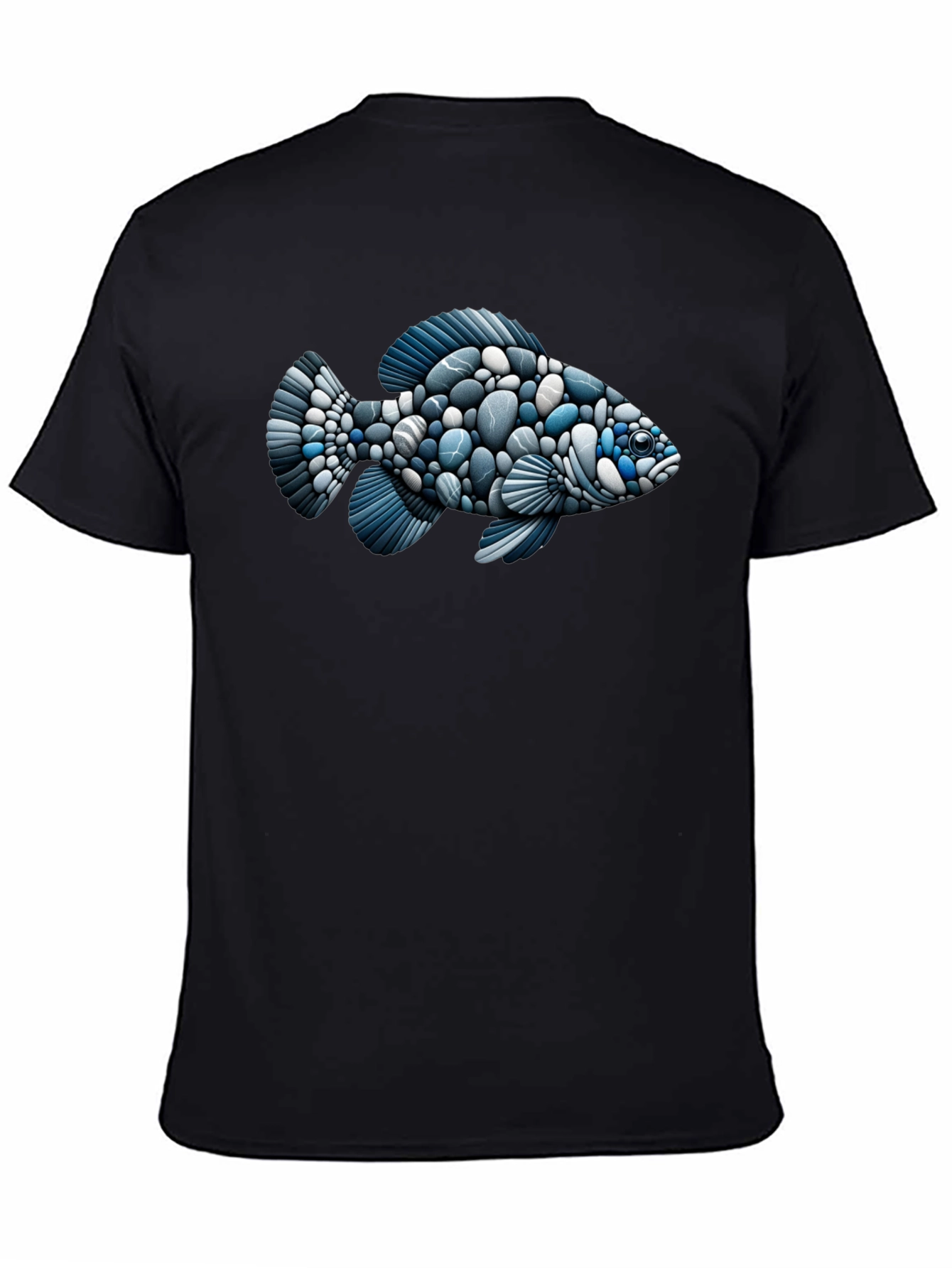 Stone Fish Graphic Tee - Black Cotton Blend Shirt