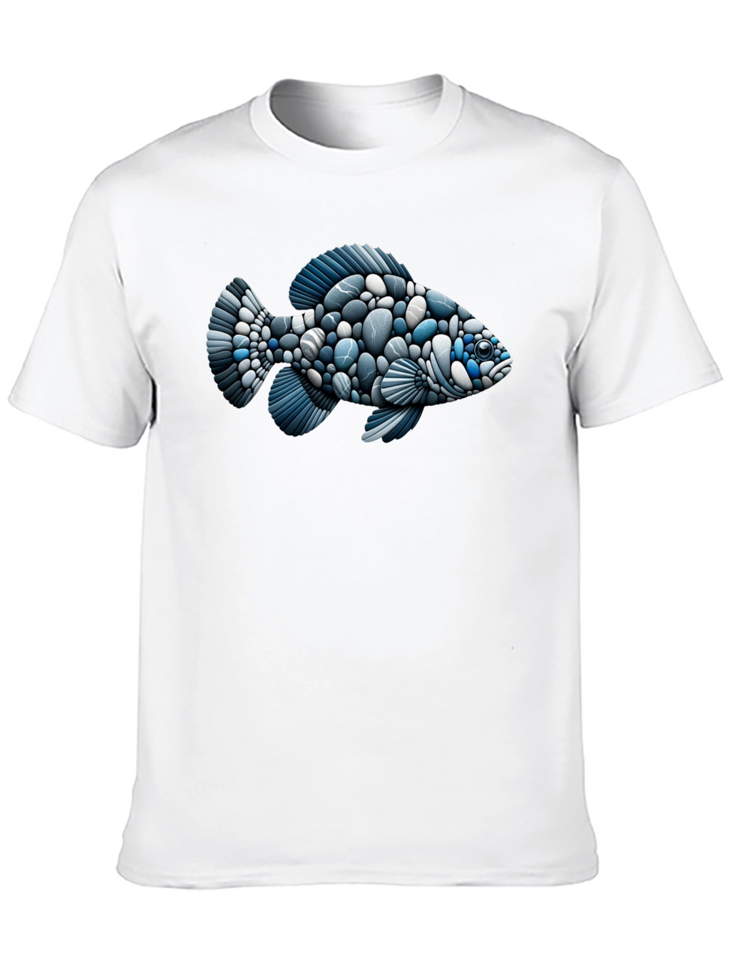 Stone Fish Graphic Tee - Black Cotton Blend Shirt