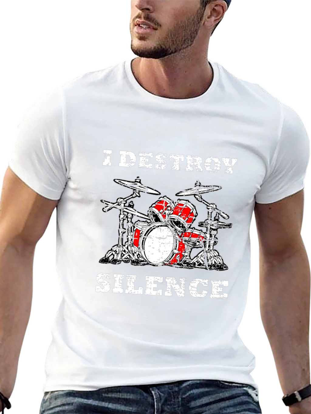I Destroy Silence Drum Set Black T-Shirt