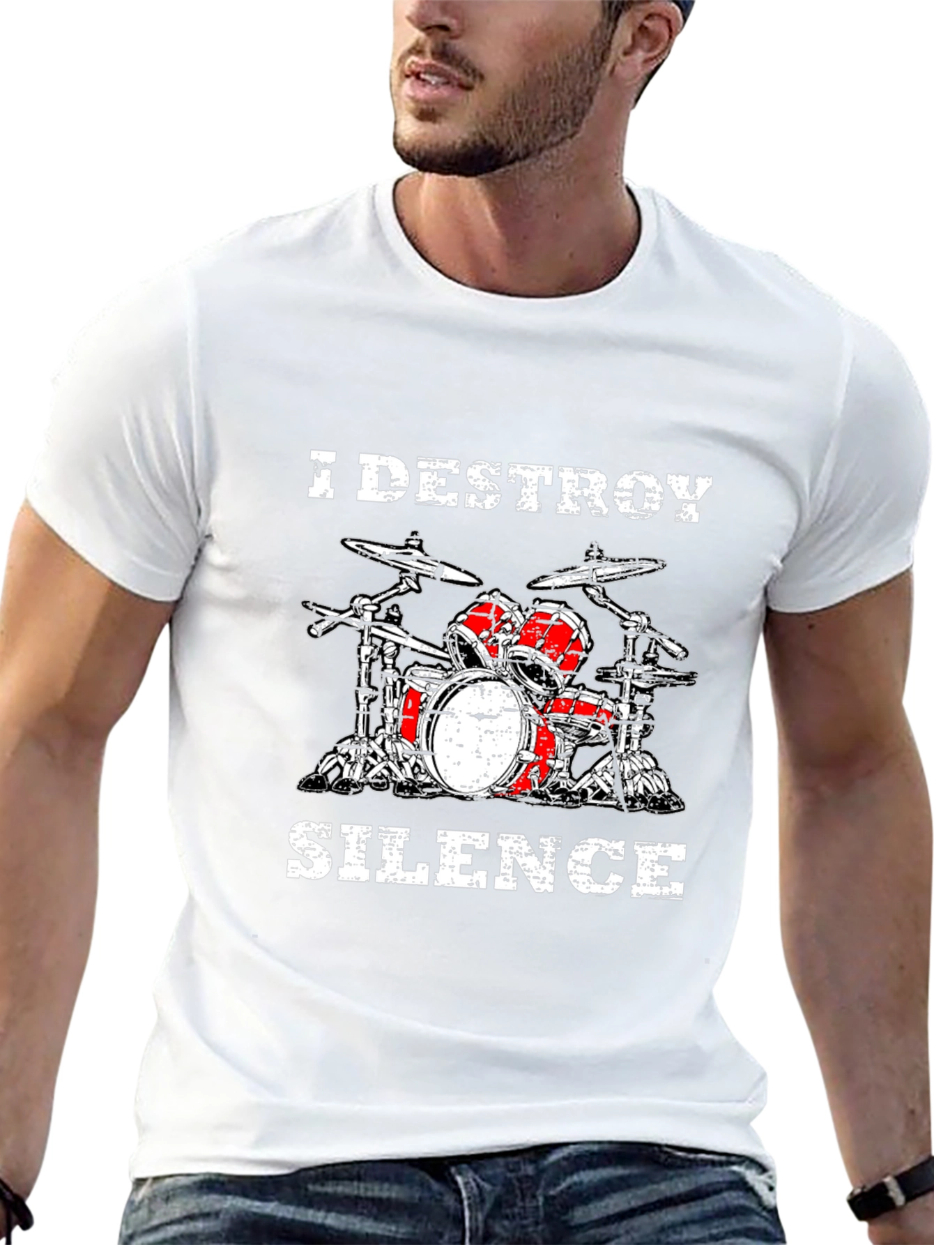 I Destroy Silence Drum Set Black T-Shirt
