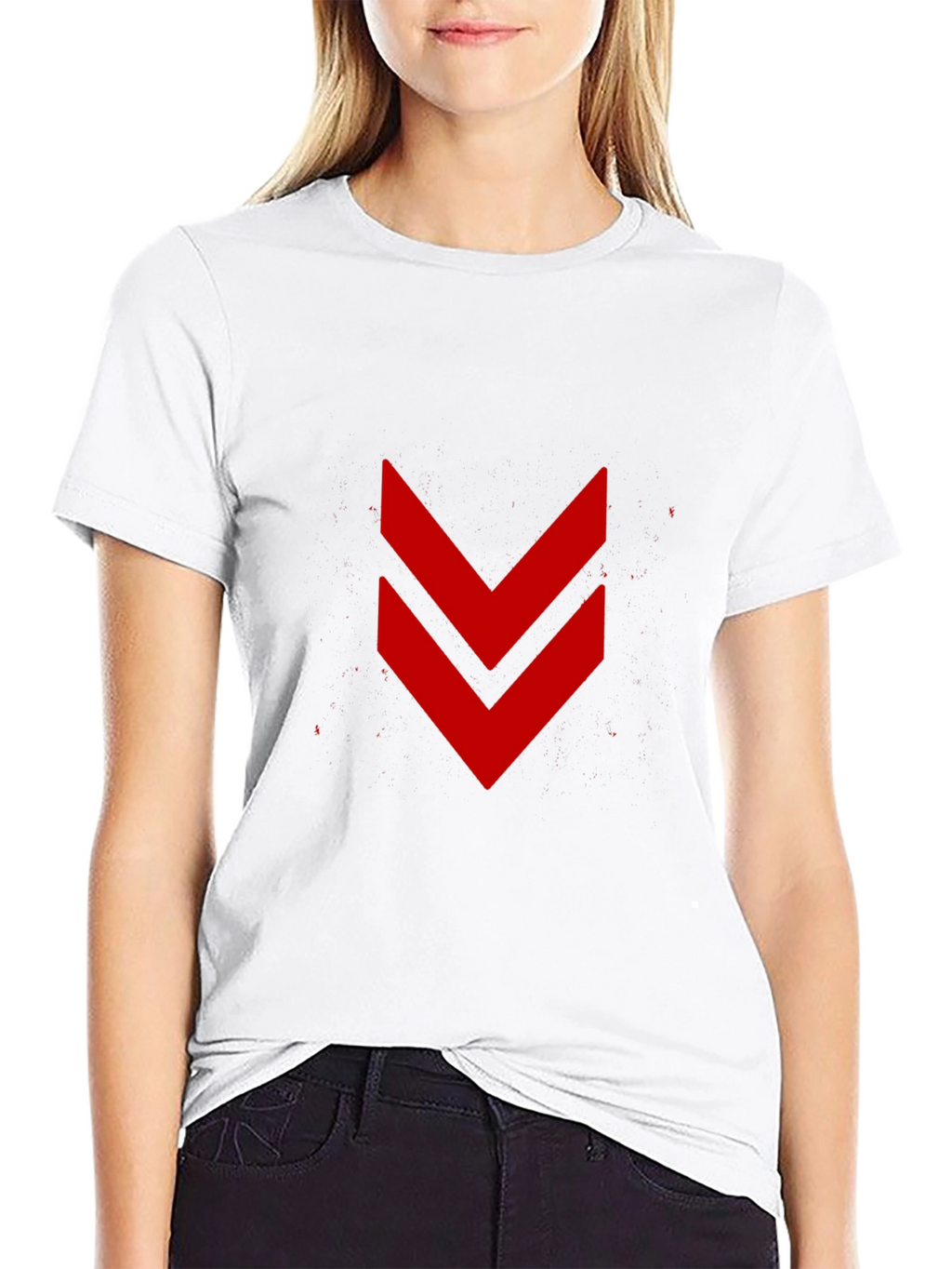 Modern Black Tee with Red Chevron Design