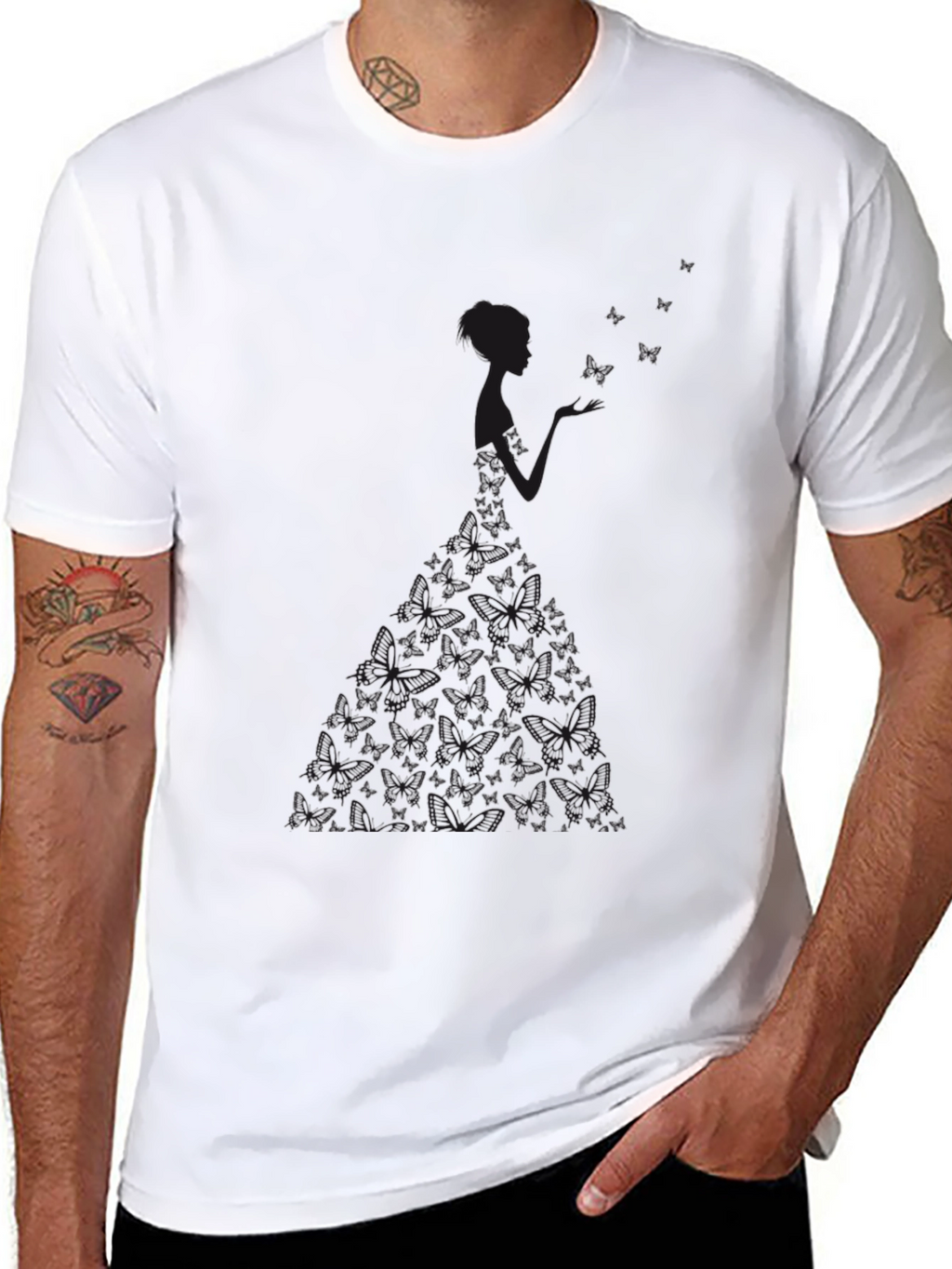 Butterfly Dress Graphic Black Tee