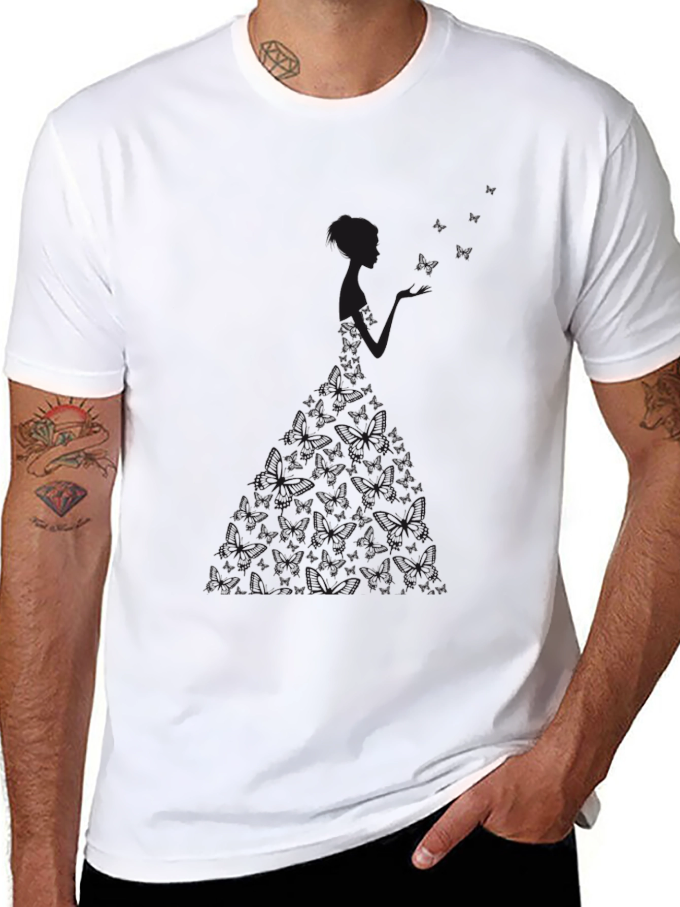 Butterfly Dress Graphic Black Tee