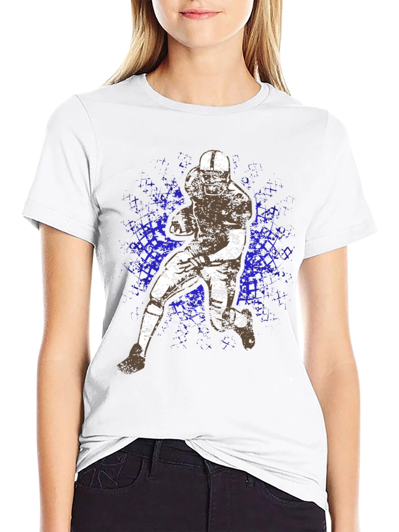 Football Player Graphic Tee - Black