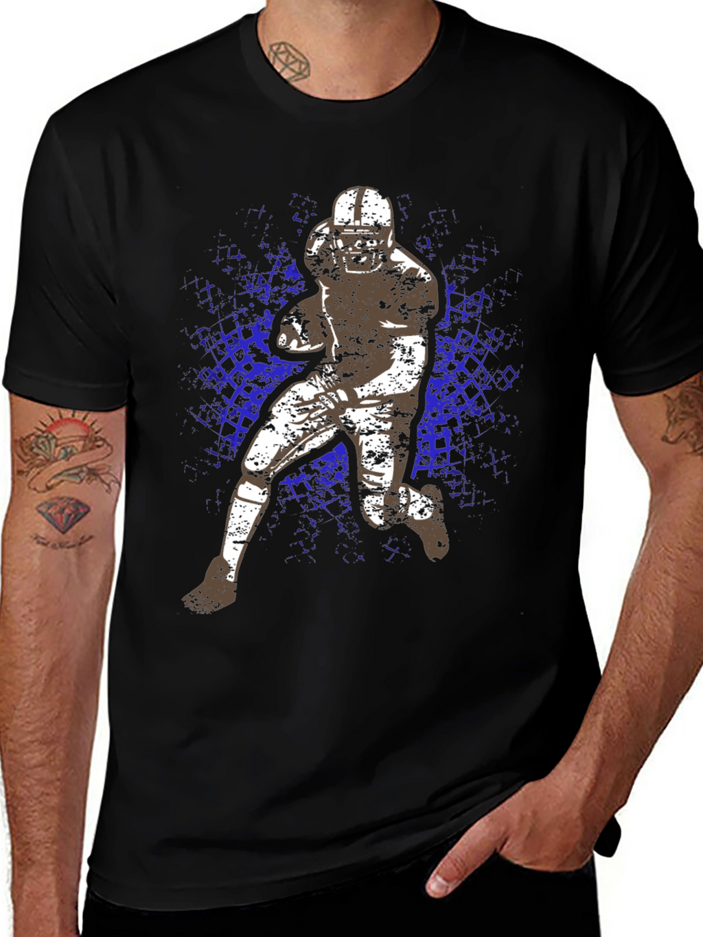 Football Player Graphic Tee - Black