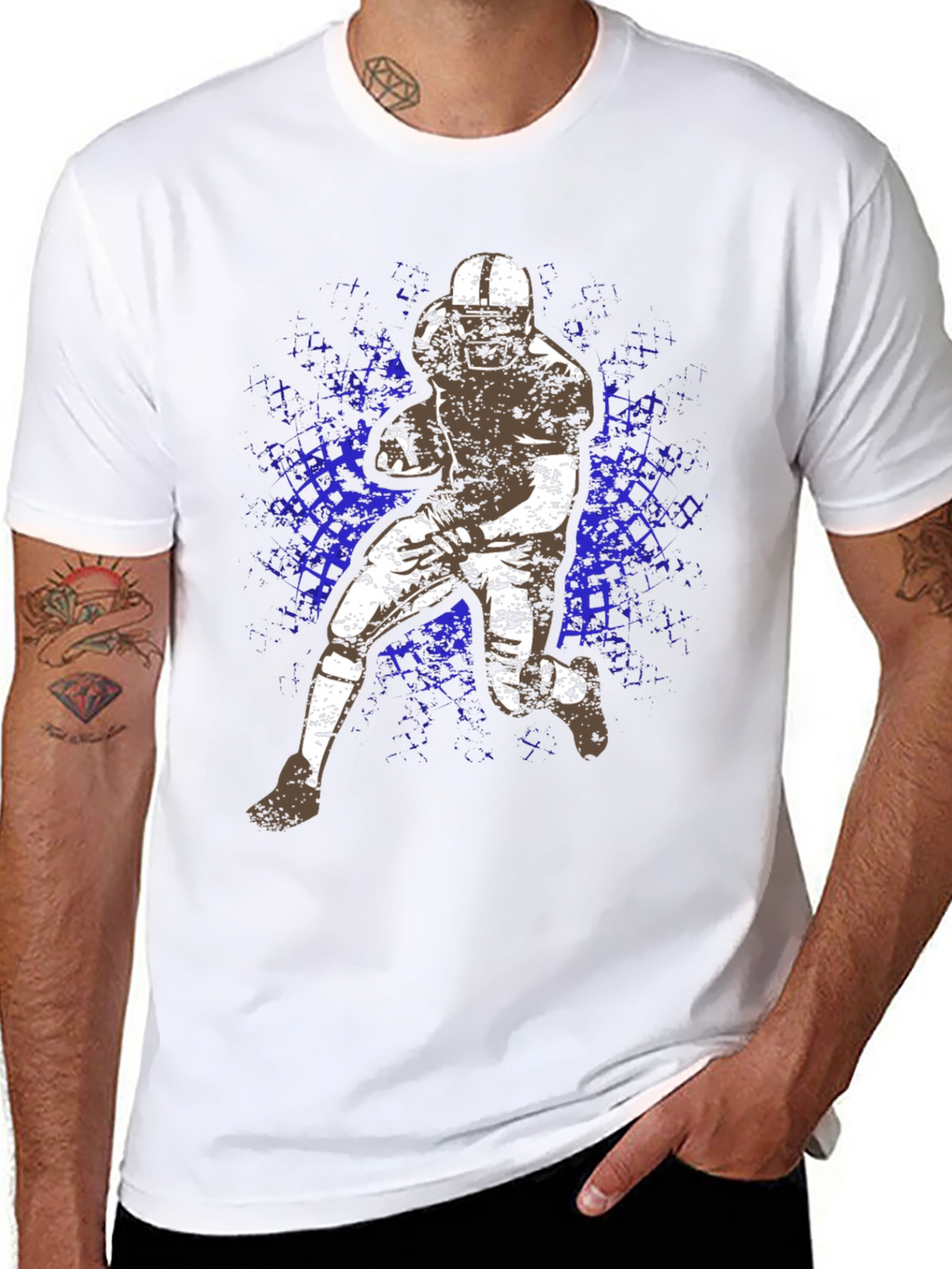 Football Player Graphic Tee - Black