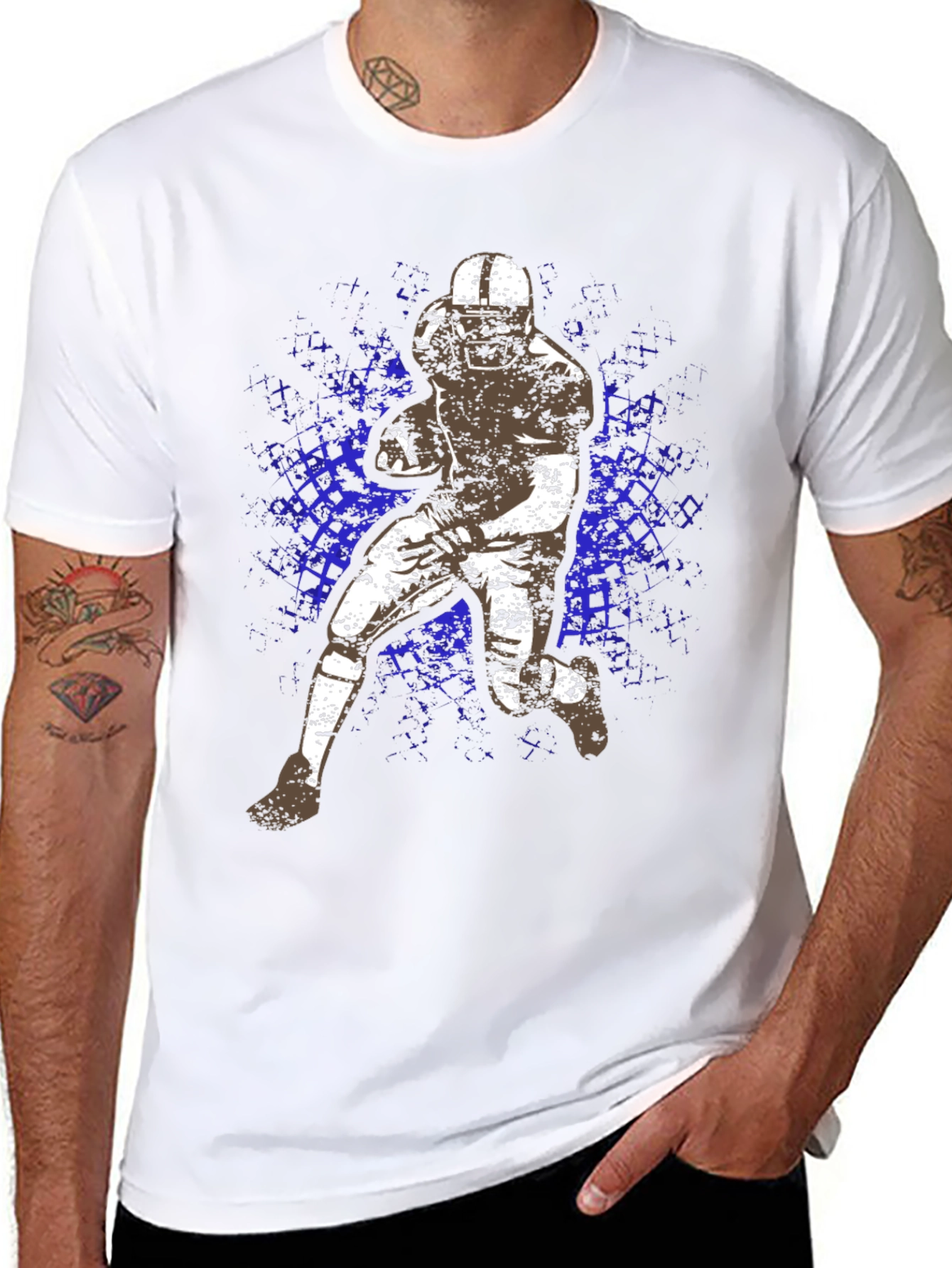 Football Player Graphic Tee - Black