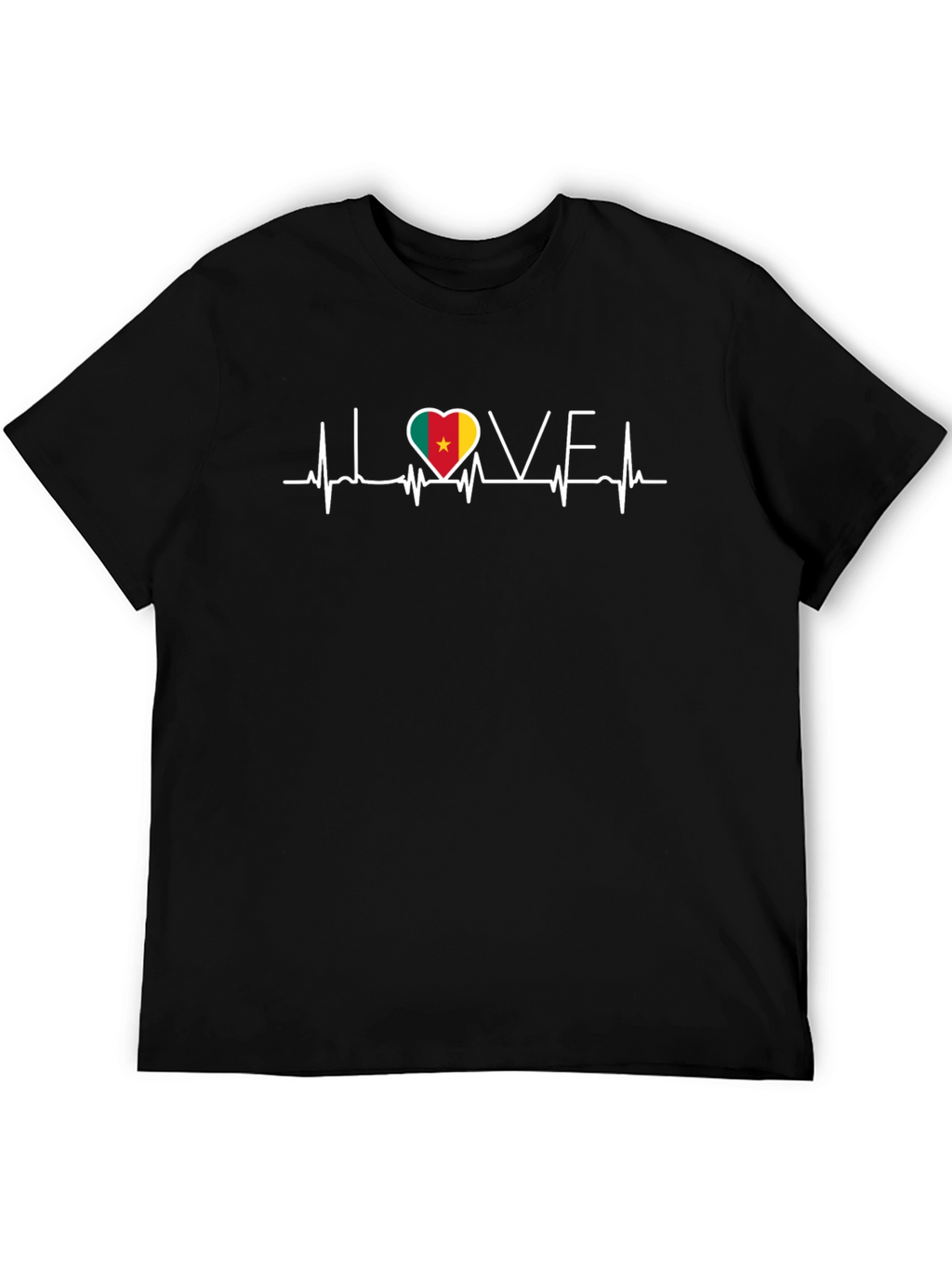 Love Cameroon Heartbeat T-Shirt - Black