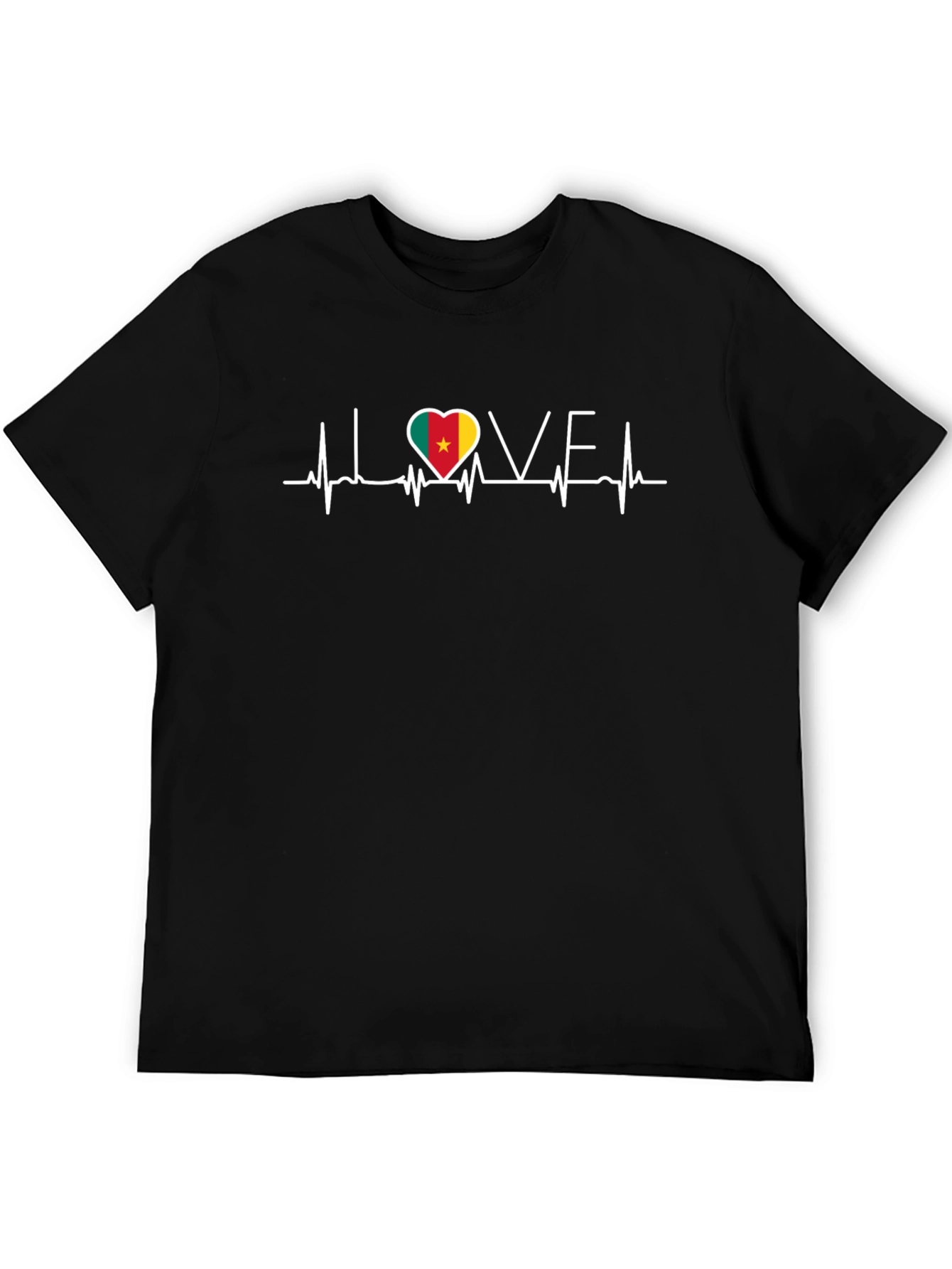 Love Cameroon Heartbeat T-Shirt - Black