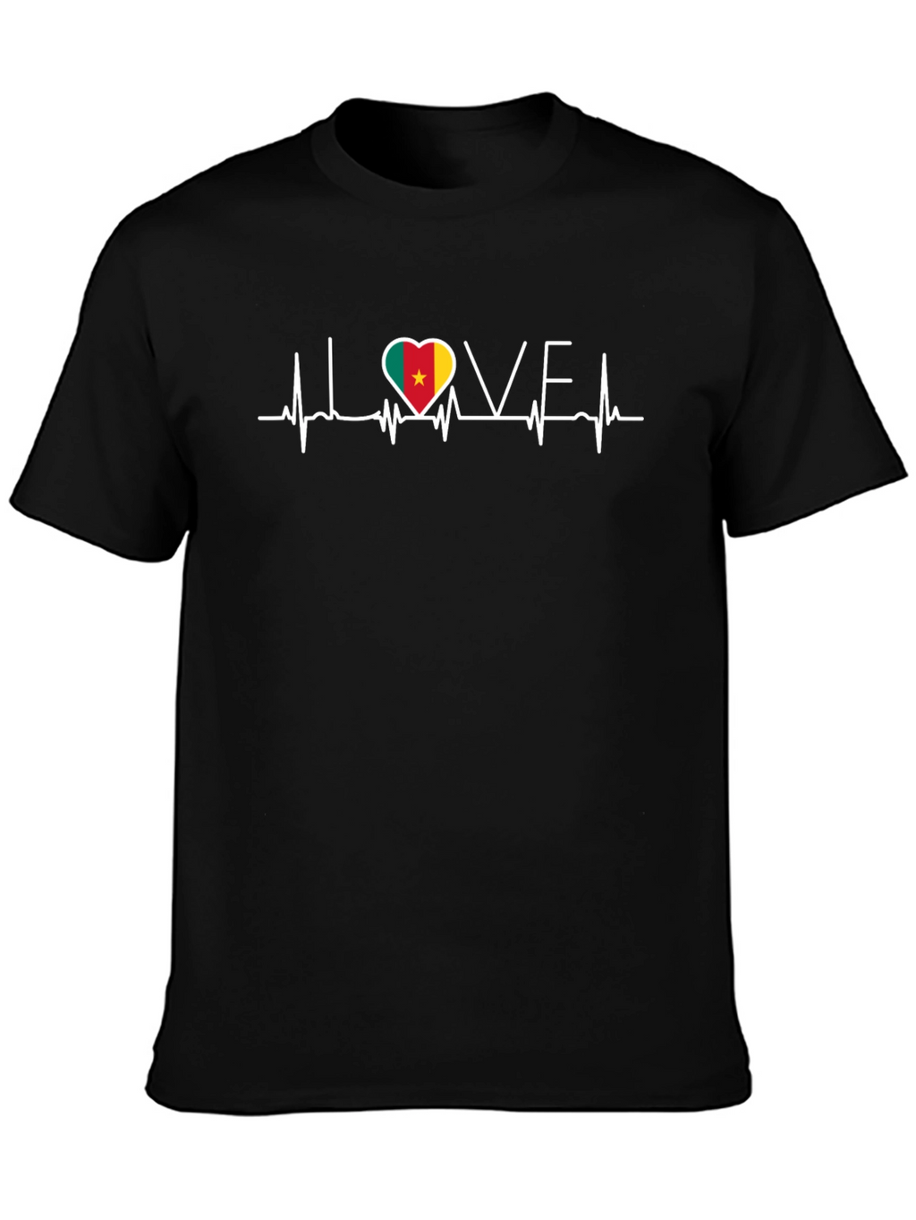 Love Cameroon Heartbeat T-Shirt - Black