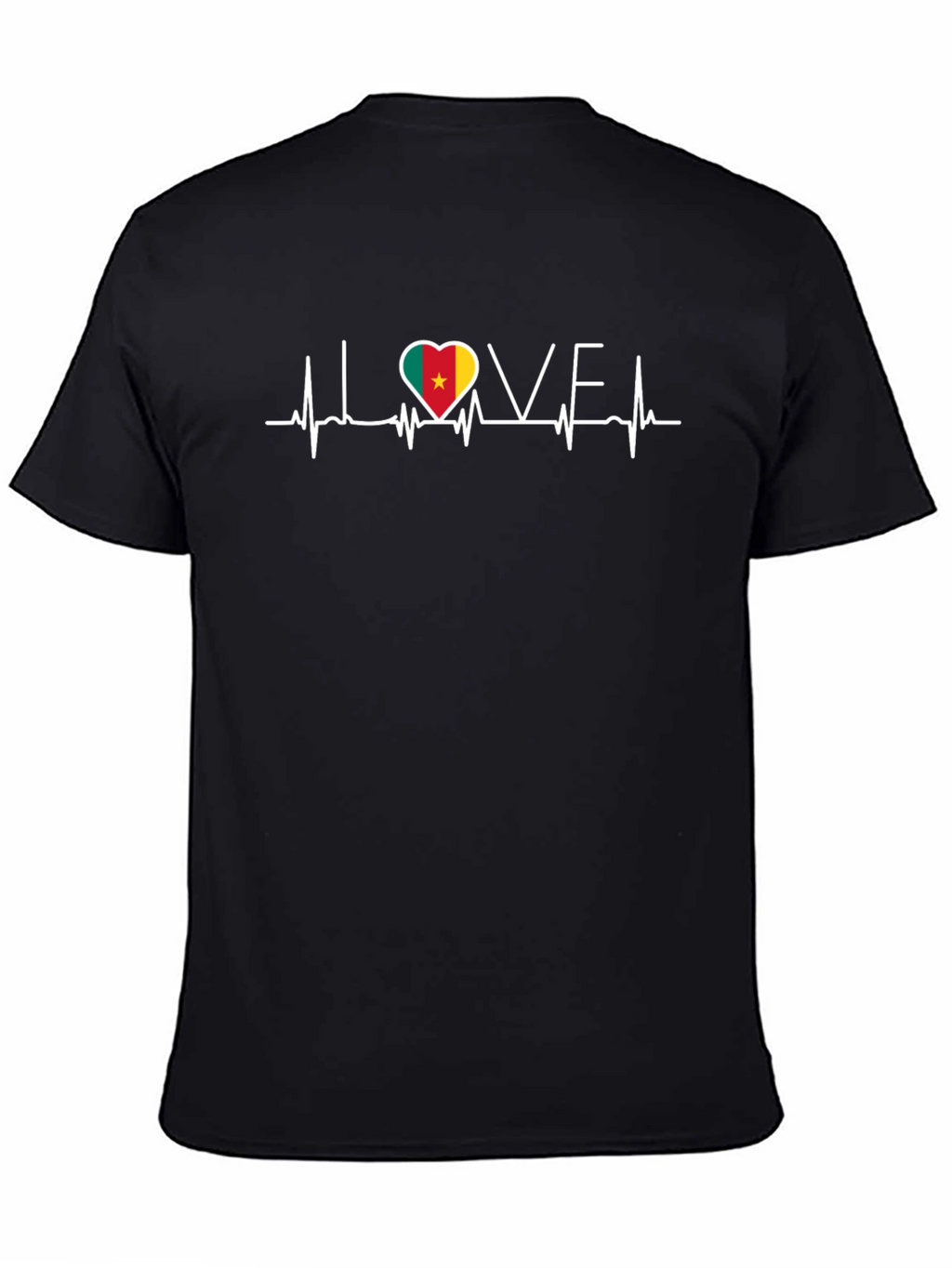 Love Cameroon Heartbeat T-Shirt - Black