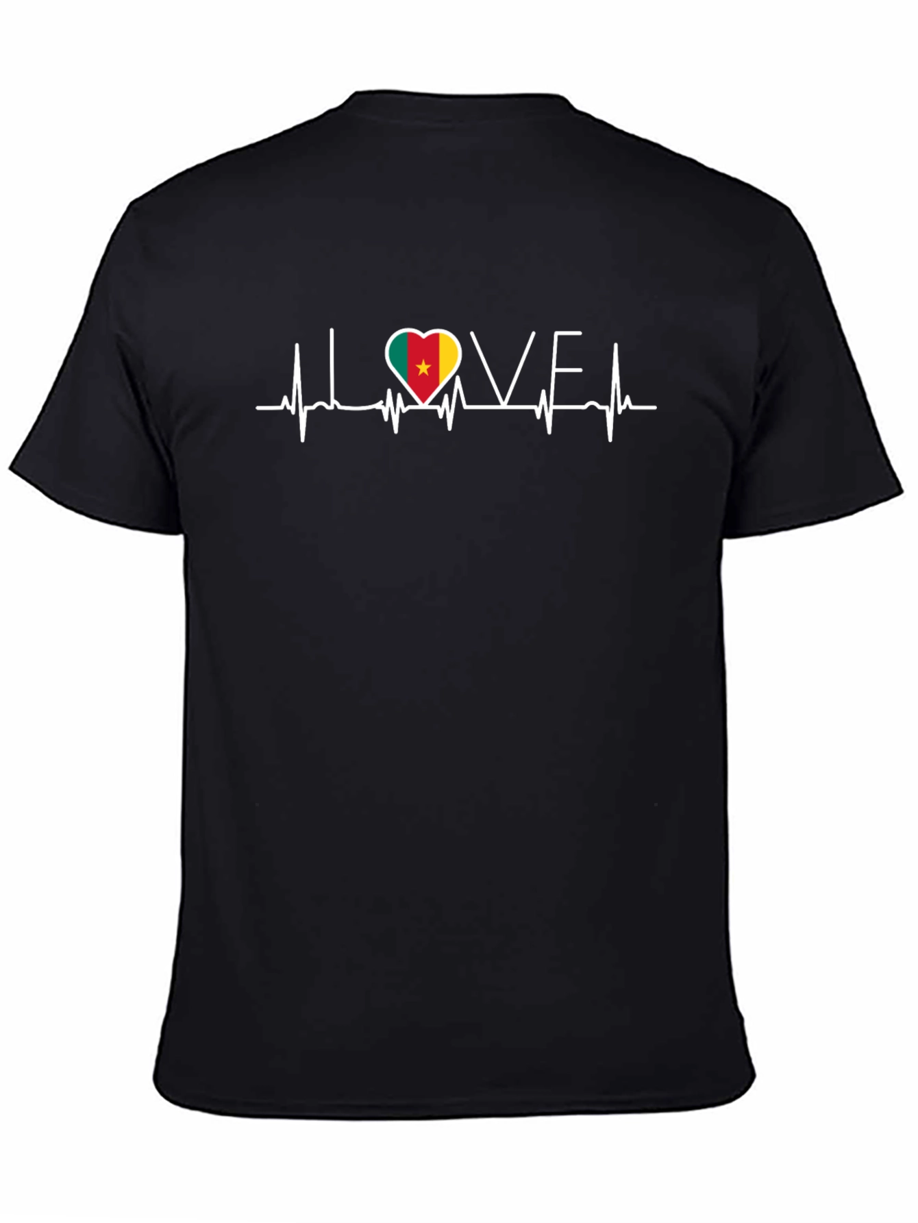 Love Cameroon Heartbeat T-Shirt - Black
