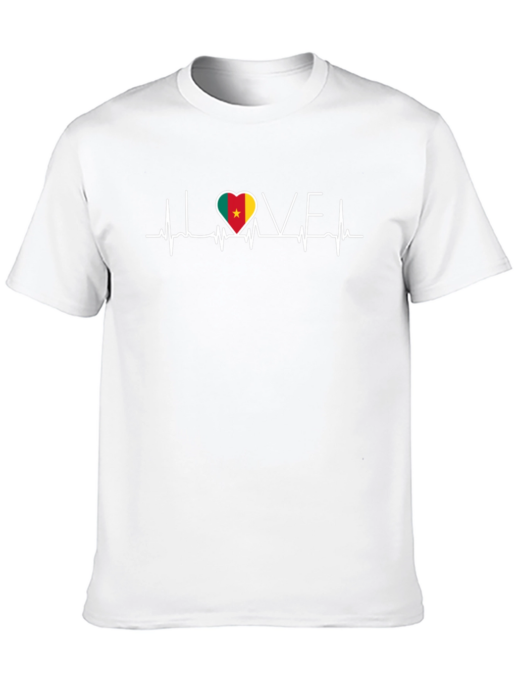 Love Cameroon Heartbeat T-Shirt - Black