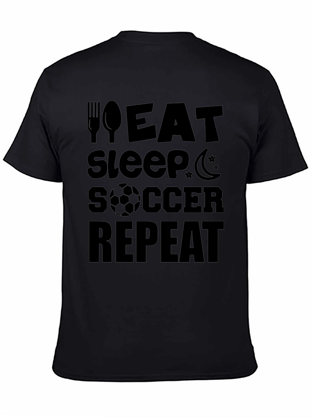 Eat Sleep Soccer Repeat Graphic Tee - Black