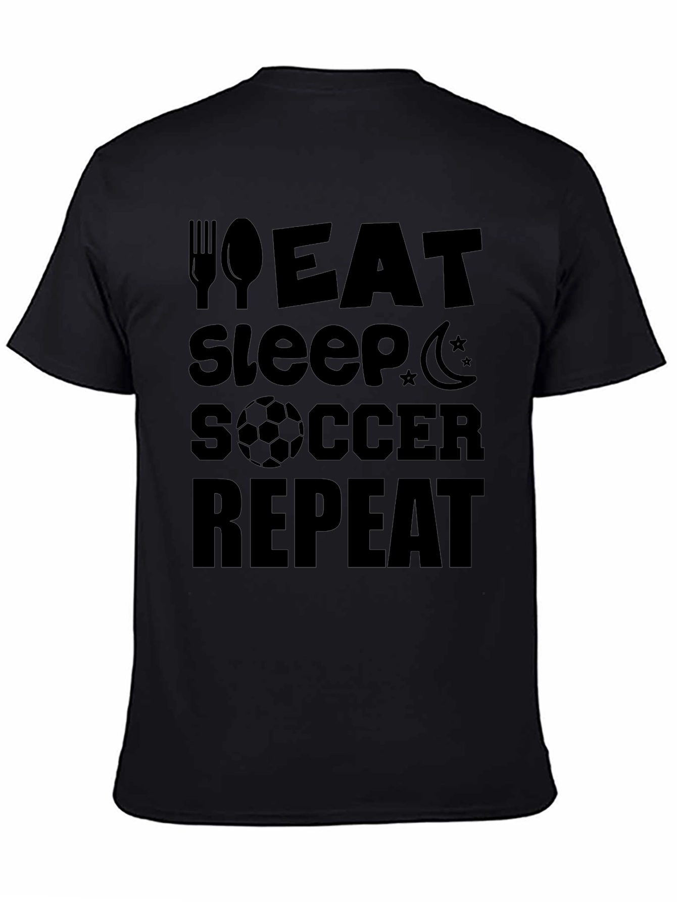 Eat Sleep Soccer Repeat Graphic Tee - Black