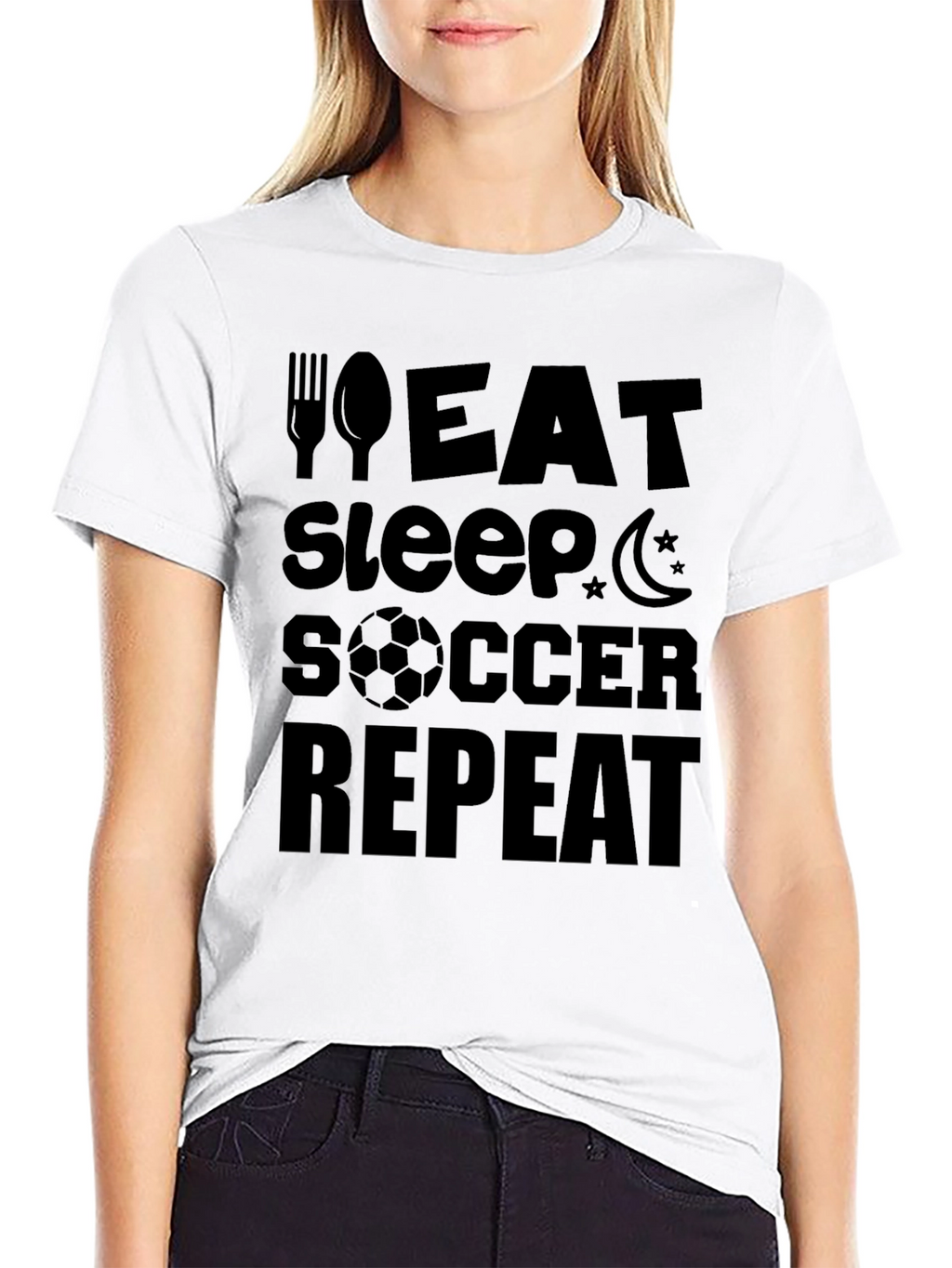 Eat Sleep Soccer Repeat Graphic Tee - Black