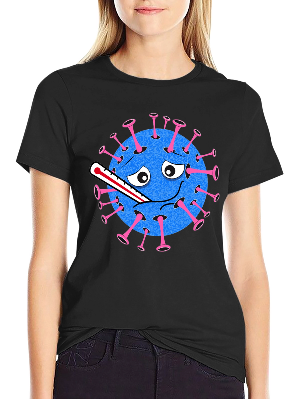 Novelty Virus Graphic Tee - Unisex Black T-Shirt