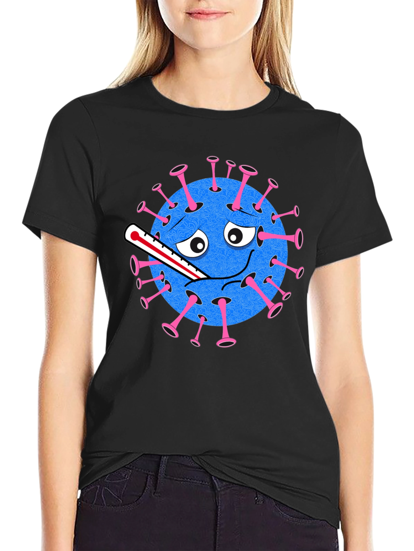 Novelty Virus Graphic Tee - Unisex Black T-Shirt
