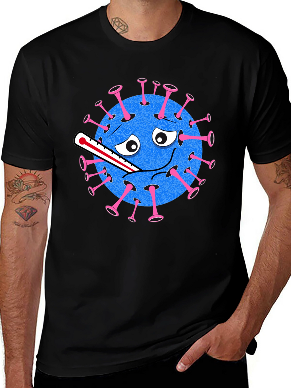 Novelty Virus Graphic Tee - Unisex Black T-Shirt