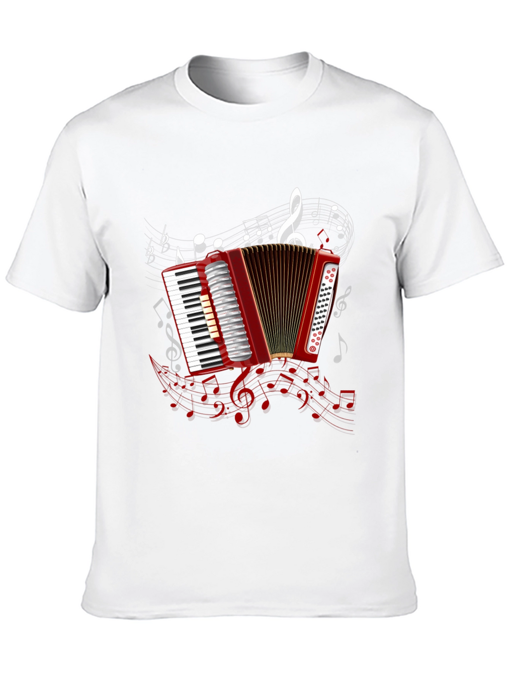 Accordion Music Note Graphic Black Tee