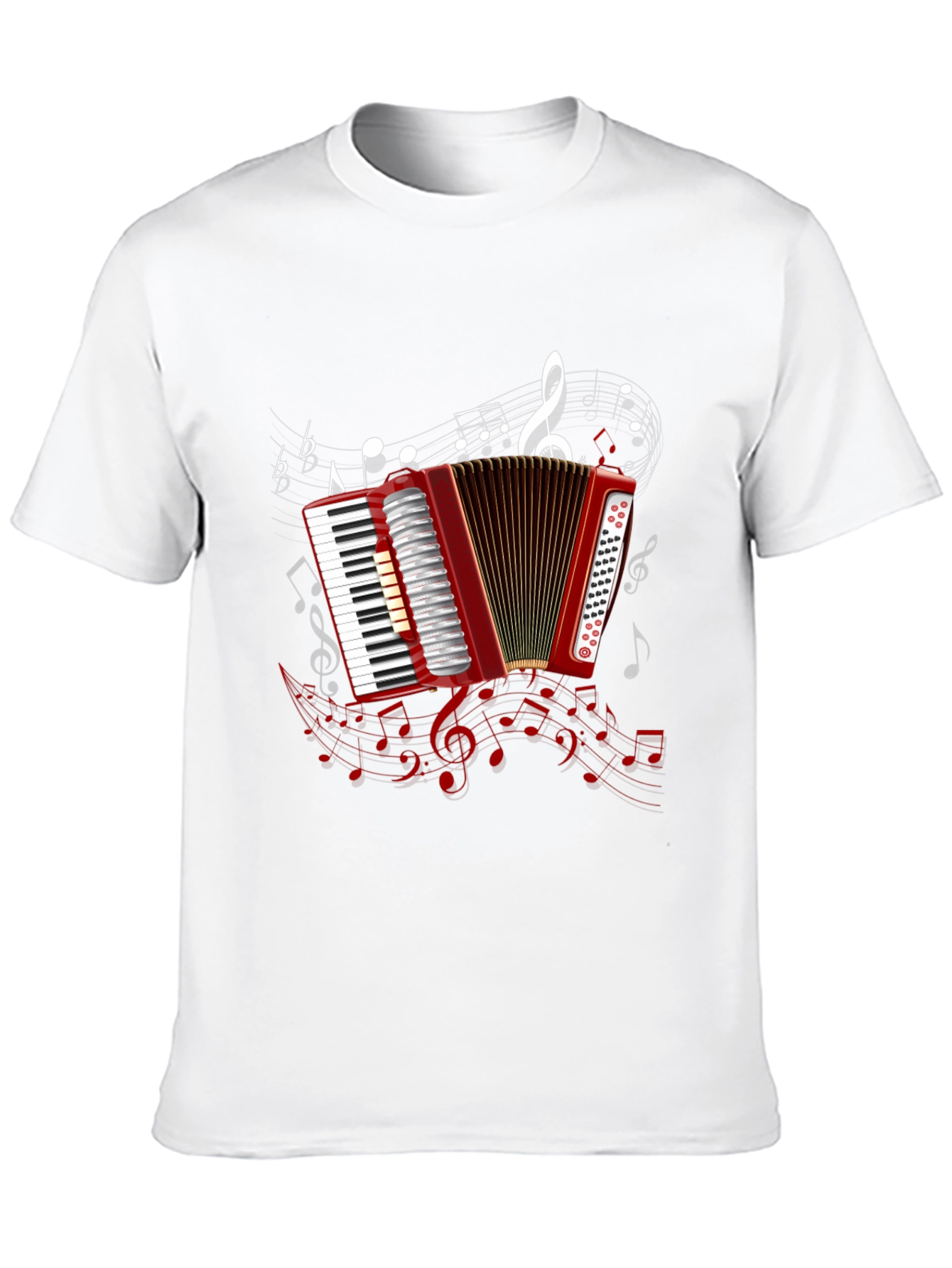 Accordion Music Note Graphic Black Tee