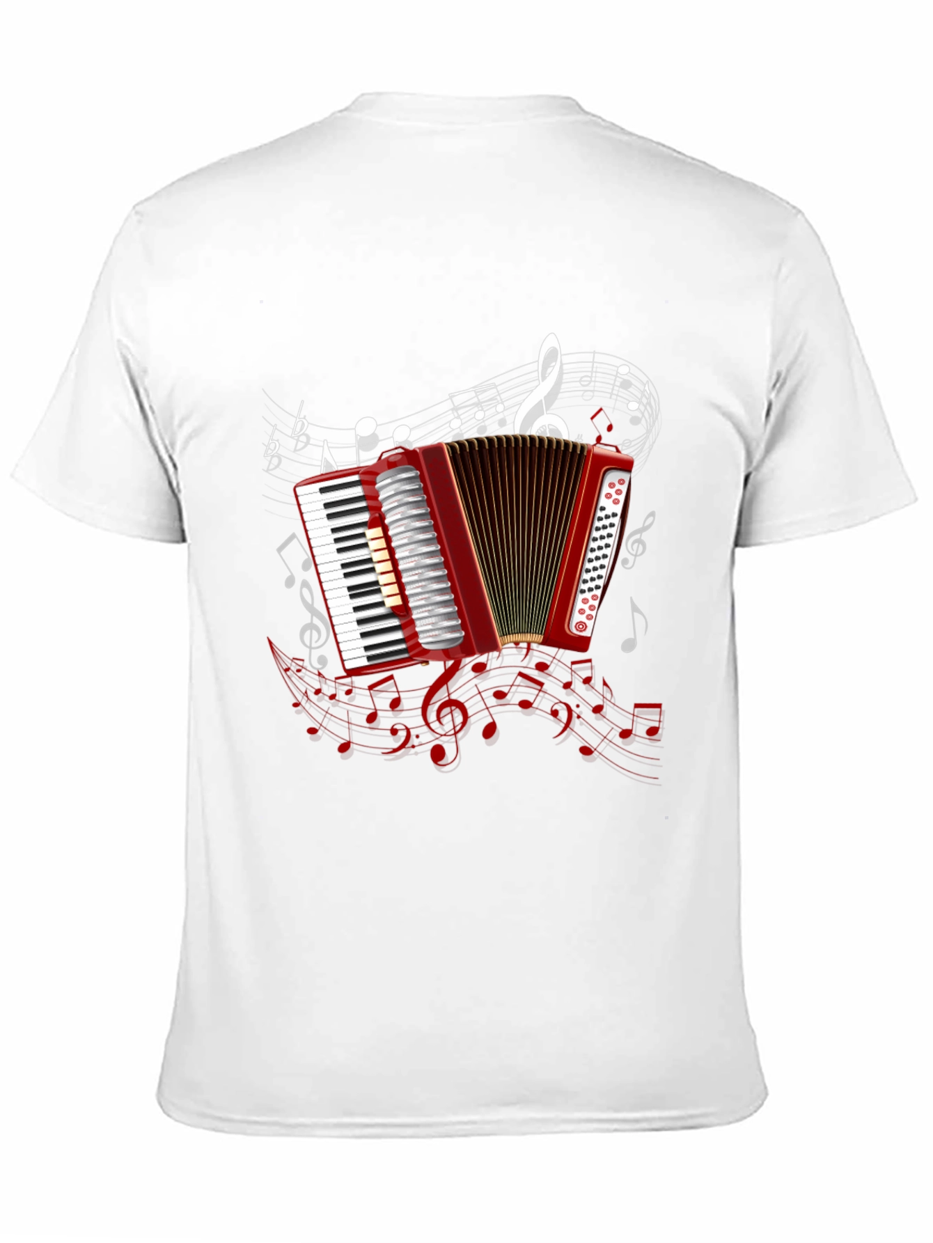 Accordion Music Note Graphic Black Tee