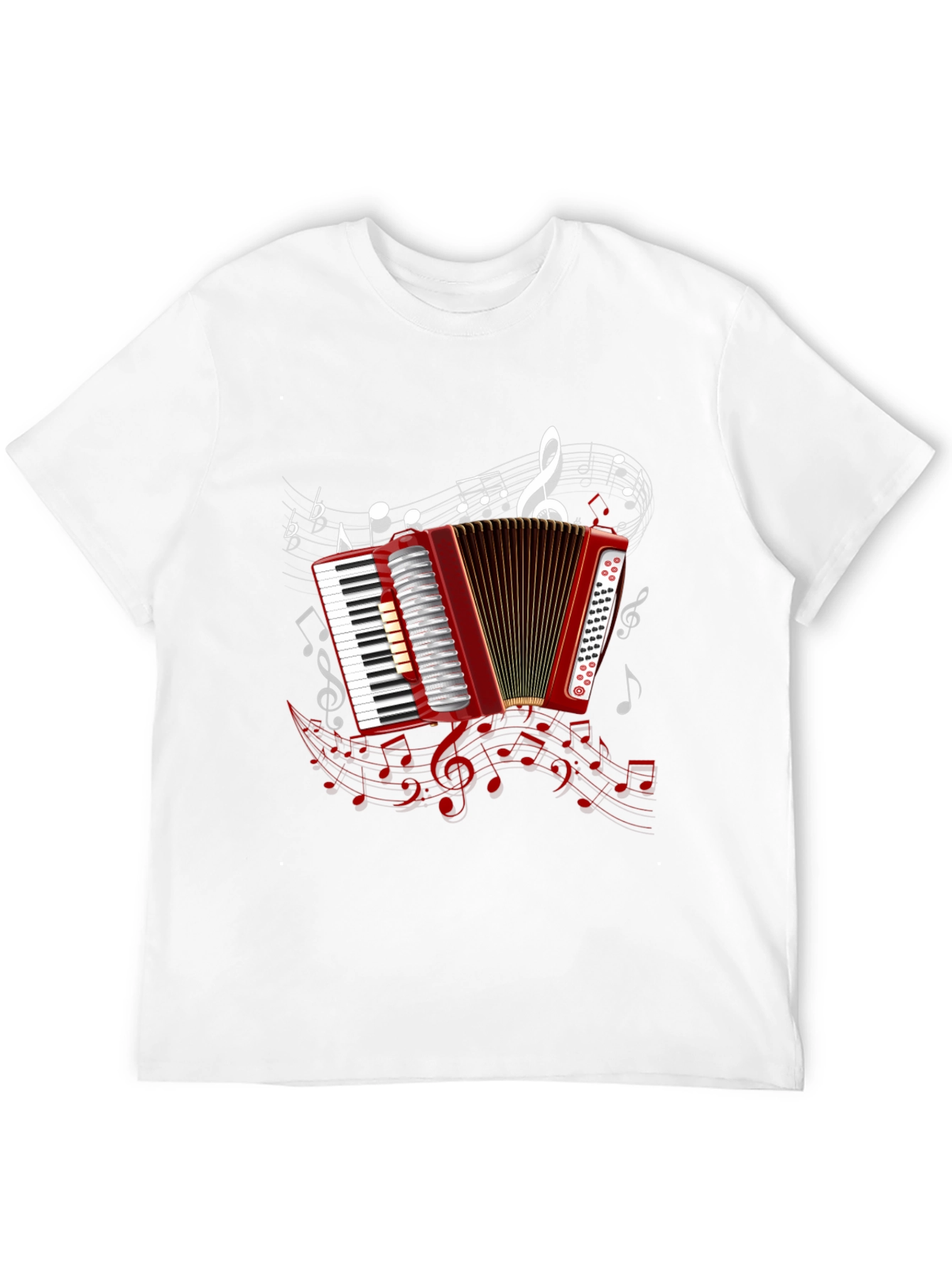 Accordion Music Note Graphic Black Tee