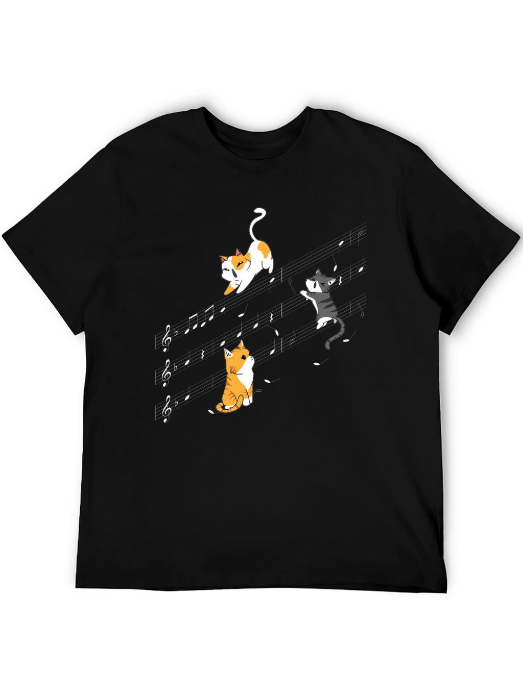 Musical Cats Black T-Shirt