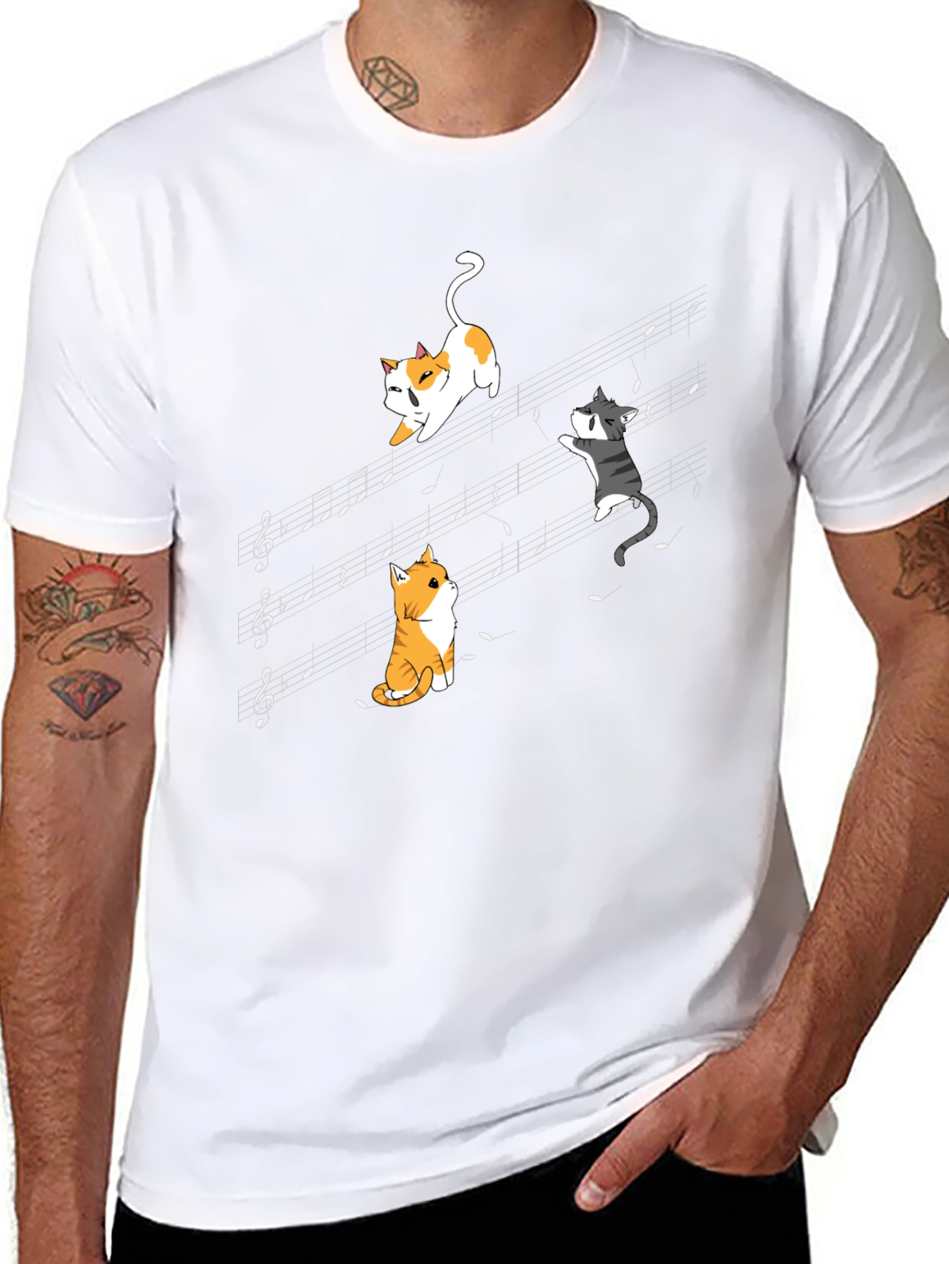 Musical Cats Black T-Shirt
