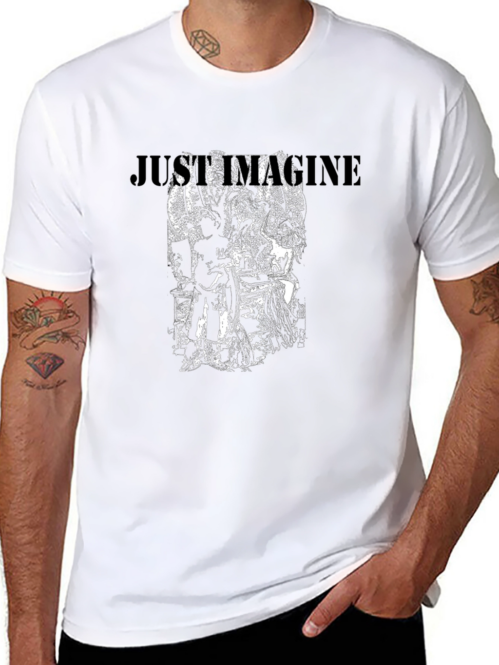 Just Imagine Graphic Print Black T-Shirt