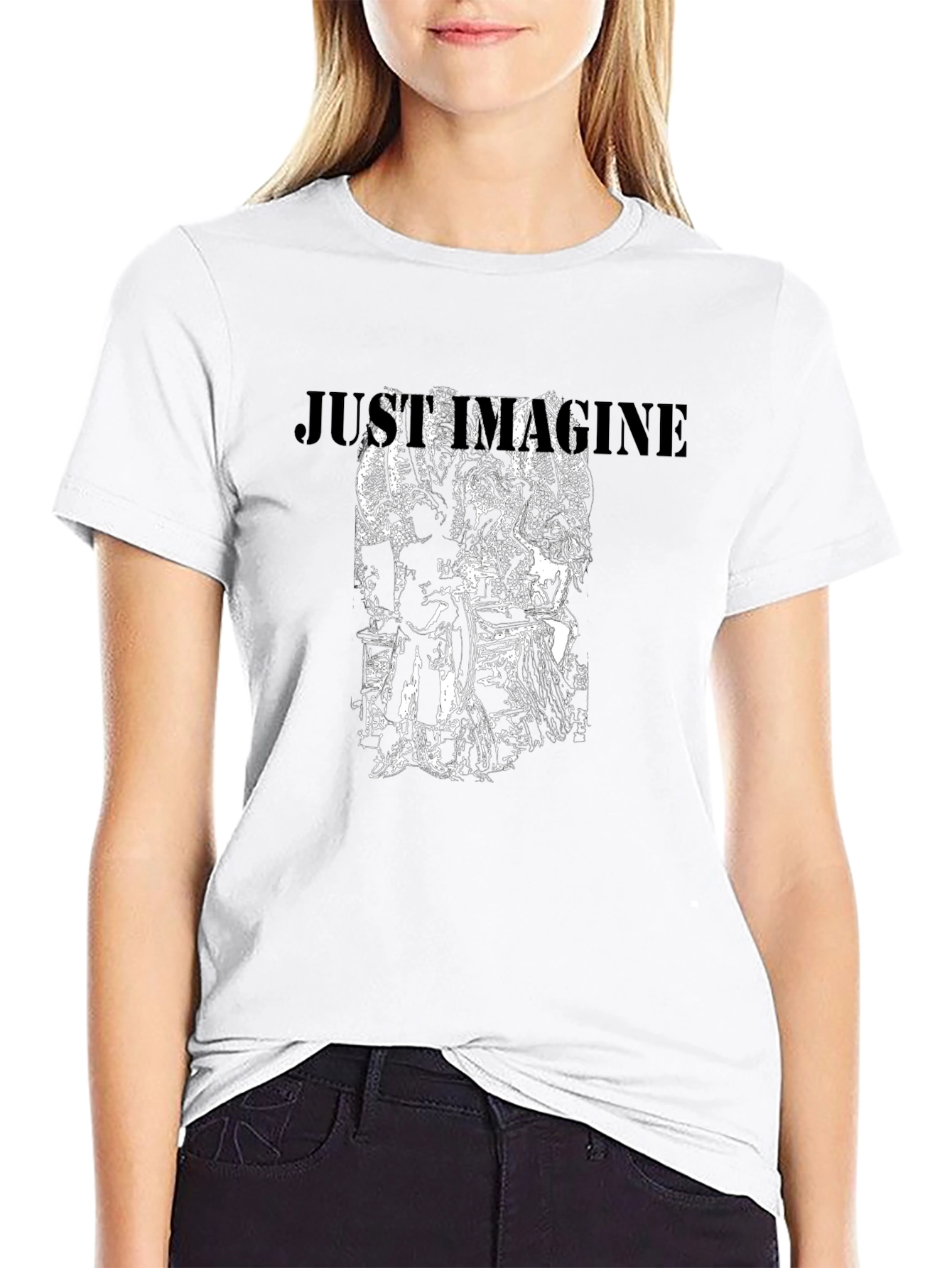 Just Imagine Graphic Print Black T-Shirt