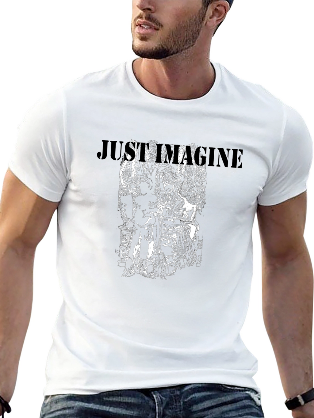 Just Imagine Graphic Print Black T-Shirt