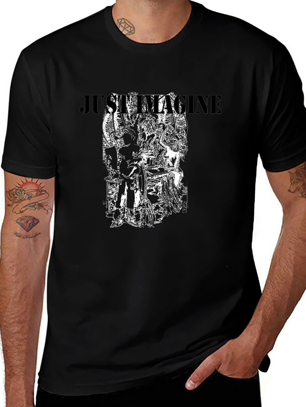 Just Imagine Graphic Print Black T-Shirt