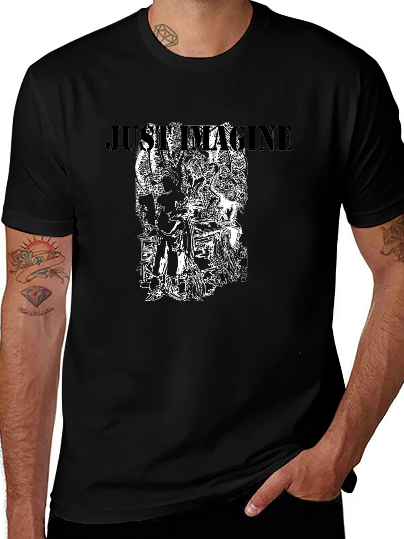 Just Imagine Graphic Print Black T-Shirt