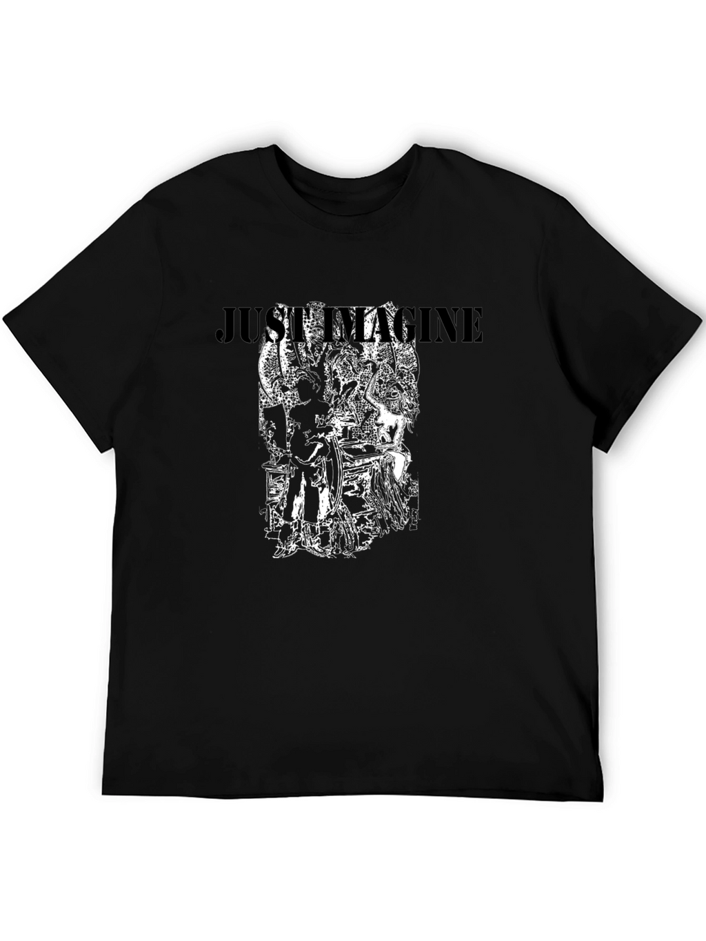 Just Imagine Graphic Print Black T-Shirt