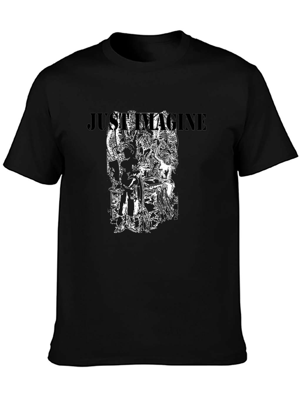 Just Imagine Graphic Print Black T-Shirt