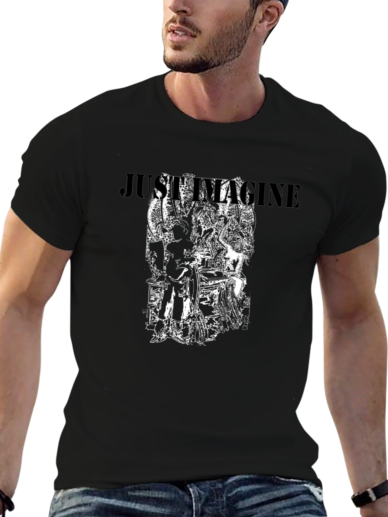 Just Imagine Graphic Print Black T-Shirt
