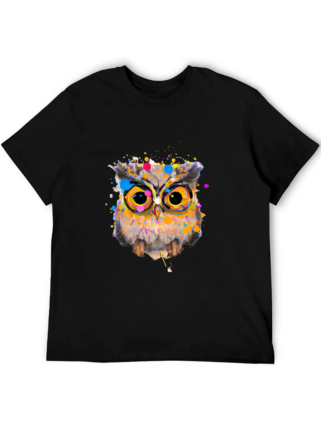 Owl Art Graphic Black T-Shirt