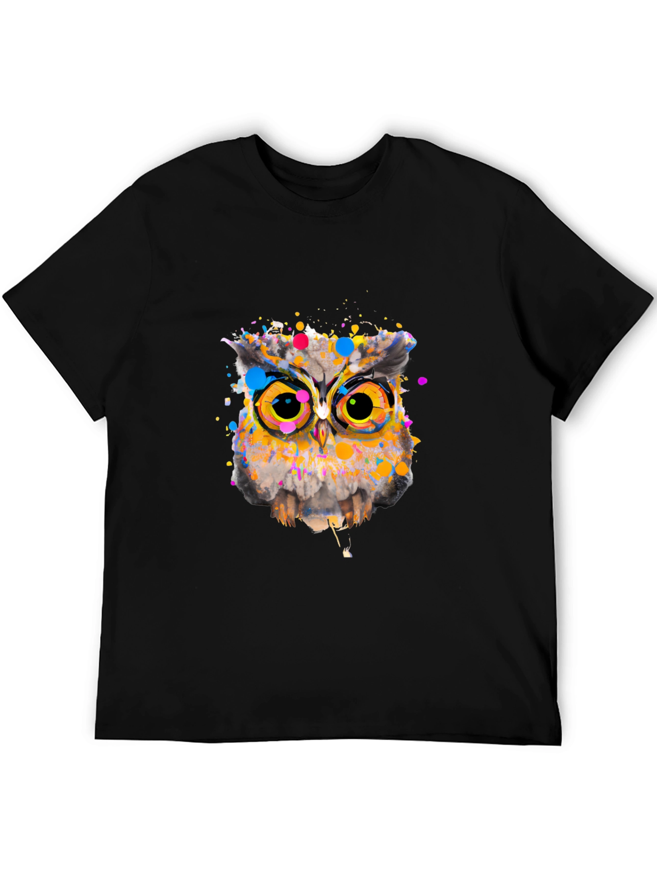 Owl Art Graphic Black T-Shirt