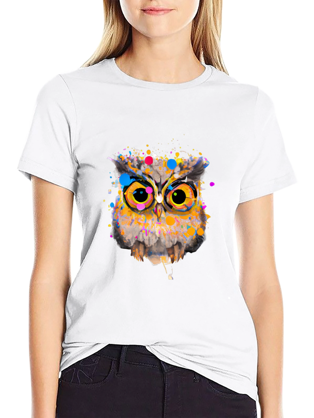 Owl Art Graphic Black T-Shirt