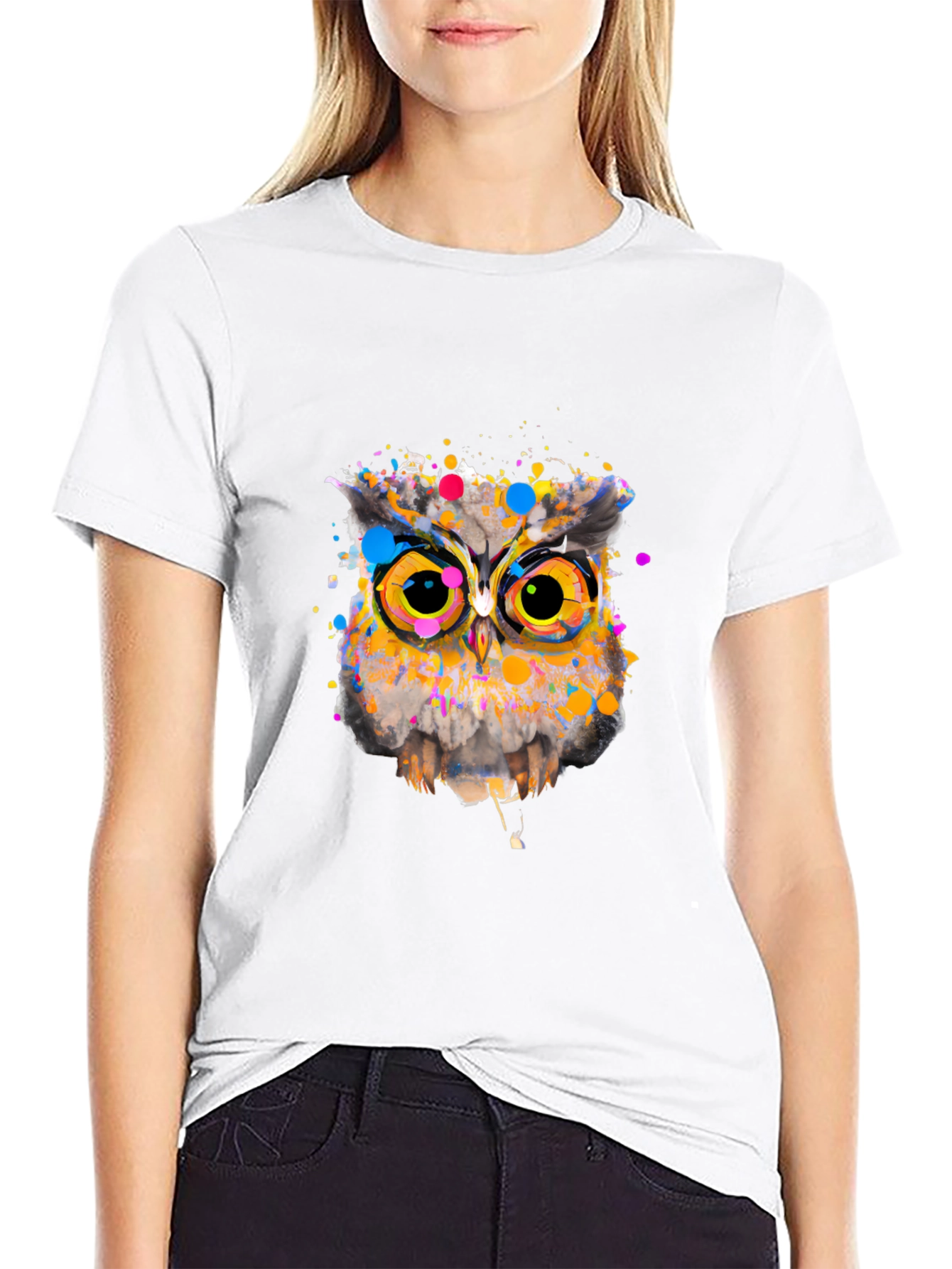 Owl Art Graphic Black T-Shirt