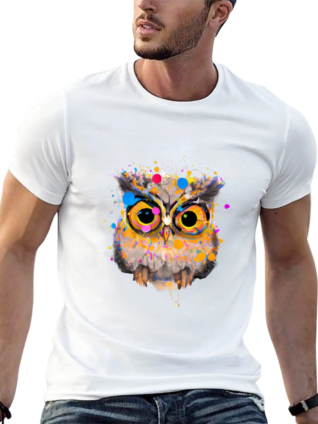 Owl Art Graphic Black T-Shirt